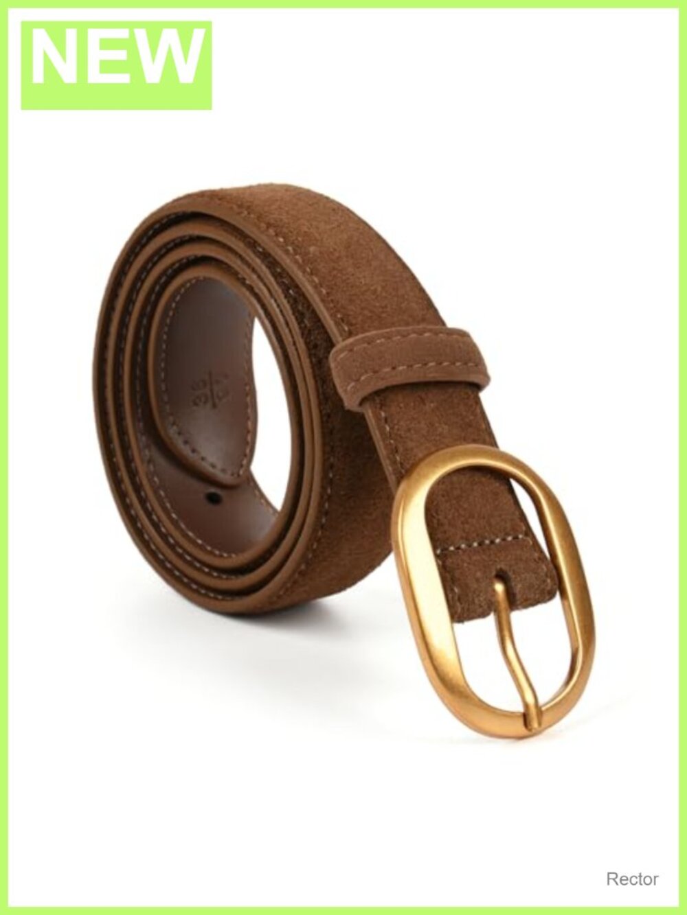 Women's Suede Leather Belt with Gold Buckle, Classic Waist Belt for Jeans &